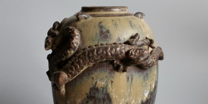 【西坝窑】宋代堆塑龙纹窑变谷仓罐冬瓜罐 NO.771