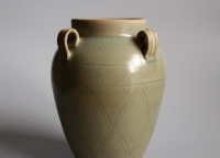 宋代 耀州窑 青瓷 刻花 四系罐 酒罐  NO.6617