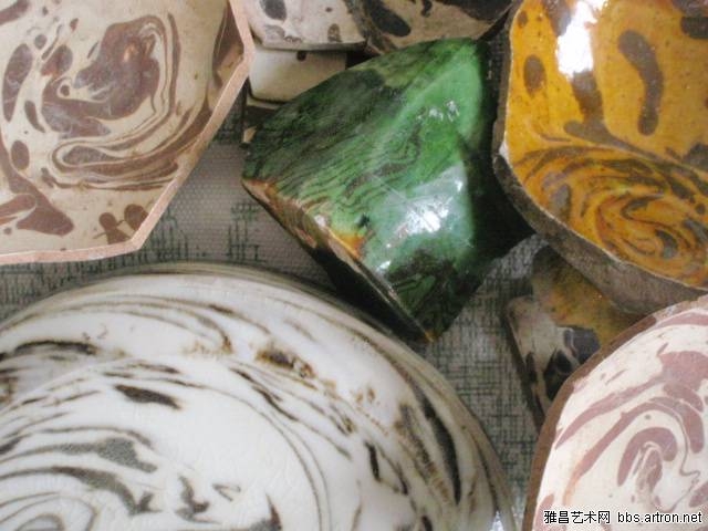 定窑 搅胎 绿底搅胎 黄底搅胎 白底搅胎