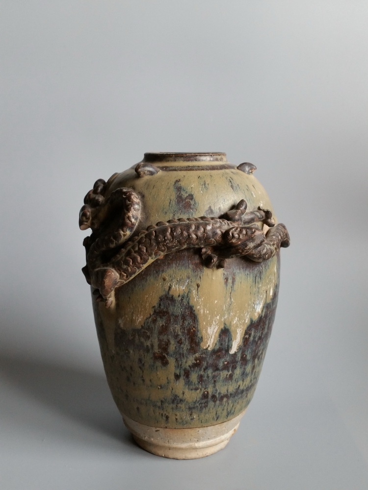 宋代 堆塑 龙纹 窑变 谷仓罐 冬瓜罐