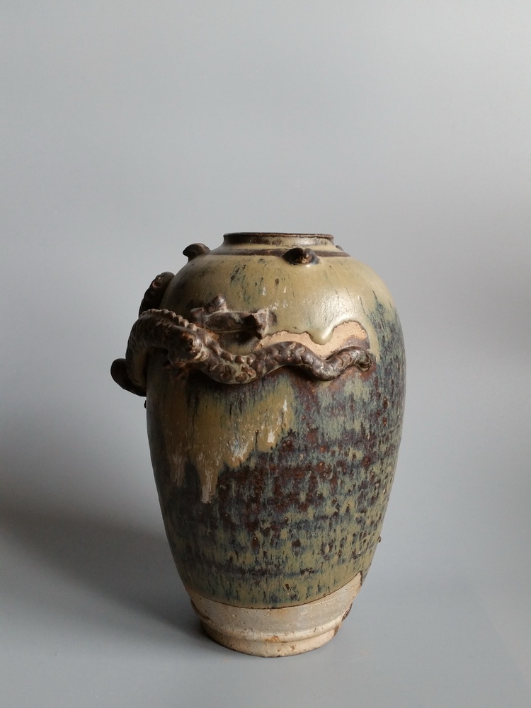 宋代 堆塑 龙纹 窑变 谷仓罐 冬瓜罐