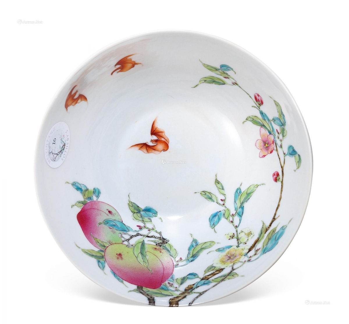 拍品信息 清雍正 粉彩六桃五蝠过枝「福寿双全」图碗-北京保利