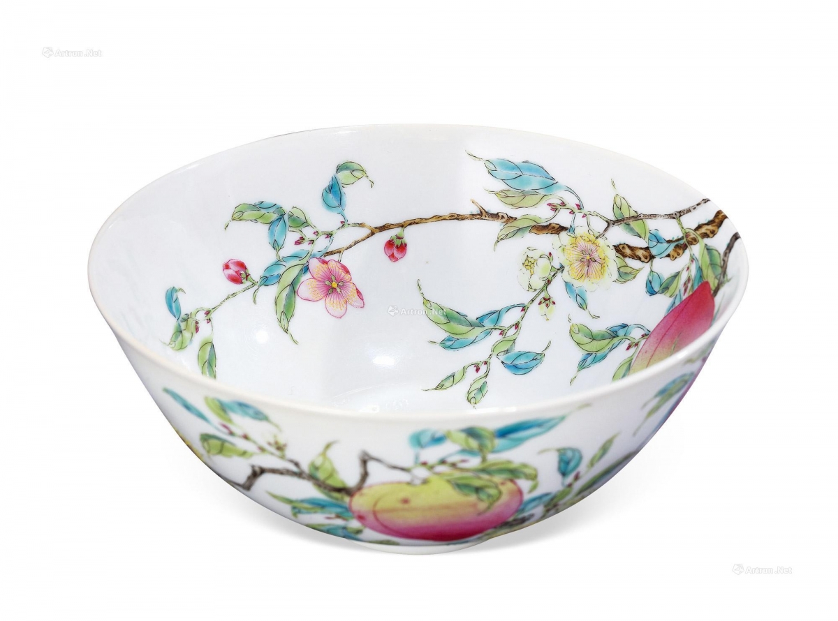 拍品信息 清雍正 粉彩六桃五蝠过枝「福寿双全」图碗-北京保利