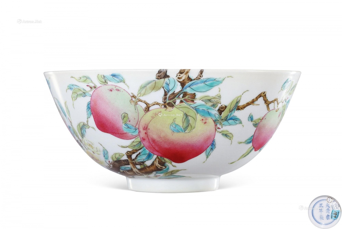 拍品信息 清雍正 粉彩六桃五蝠过枝「福寿双全」图碗-北京保利