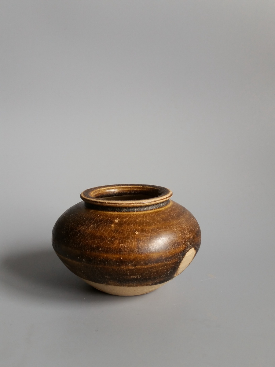 宋代 酱釉 茶入 茶叶罐 