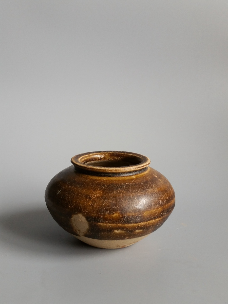 宋代 酱釉 茶入 茶叶罐 