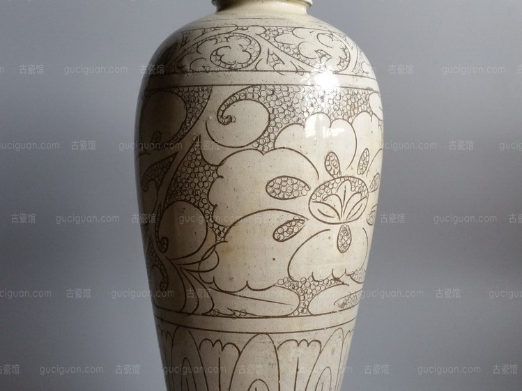  磁州窑 珍珠地 刻花 花卉 梅瓶 俨唐古瓷馆 四川文物鉴定 成都文物鉴定 四川古陶瓷博物馆 成都古陶瓷博物馆 ...