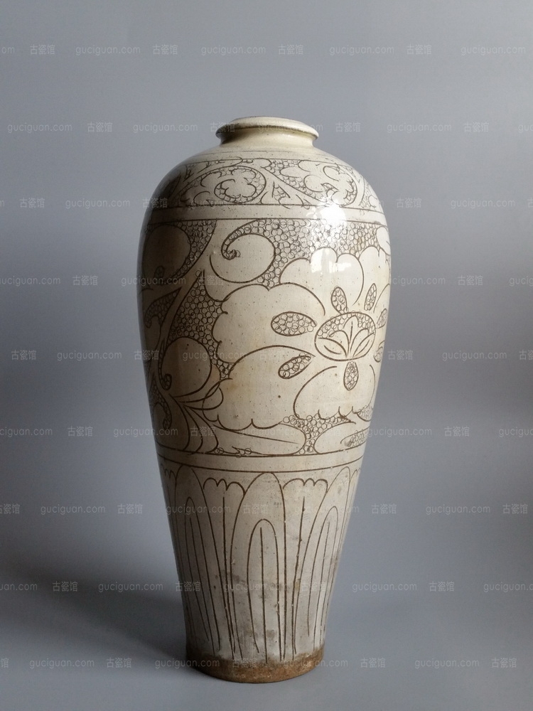  磁州窑 珍珠地 刻花 花卉 梅瓶 俨唐古瓷馆 四川文物鉴定 成都文物鉴定 四川古陶瓷博物馆 成都古陶瓷博物馆 ...