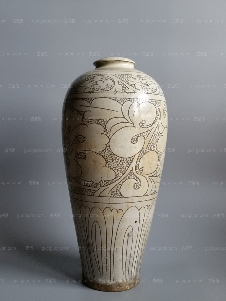  磁州窑 珍珠地 刻花 花卉 梅瓶 俨唐古瓷馆 四川文物鉴定 成都文物鉴定 四川古陶瓷博物馆 成都古陶瓷博物馆 ...