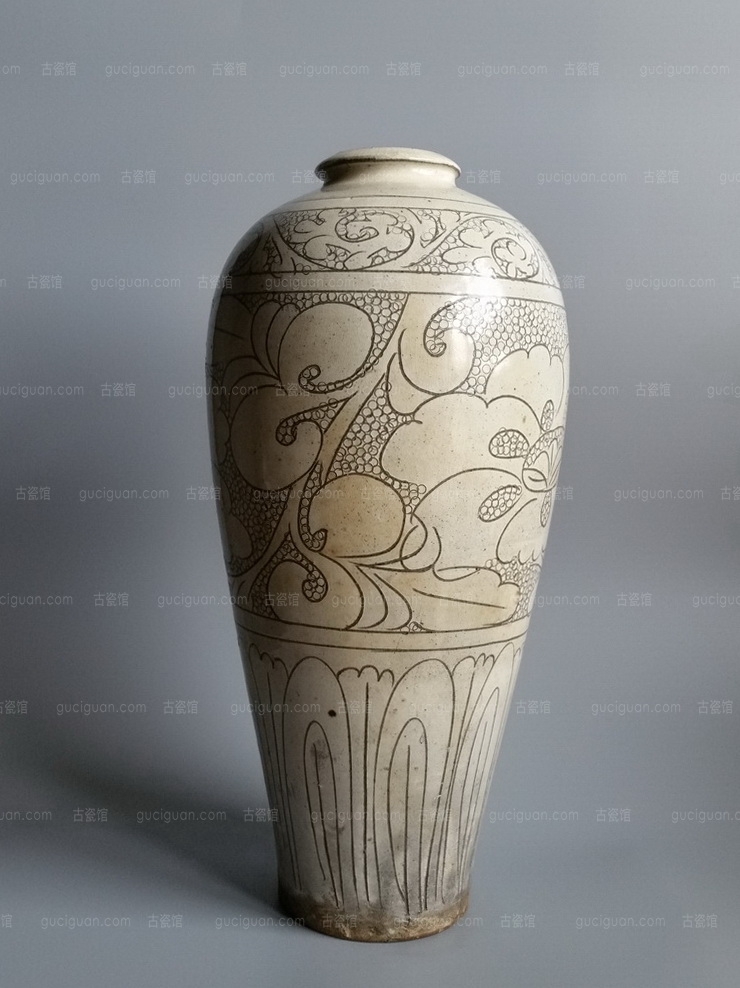  磁州窑 珍珠地 刻花 花卉 梅瓶 俨唐古瓷馆 四川文物鉴定 成都文物鉴定 四川古陶瓷博物馆 成都古陶瓷博物馆 ...