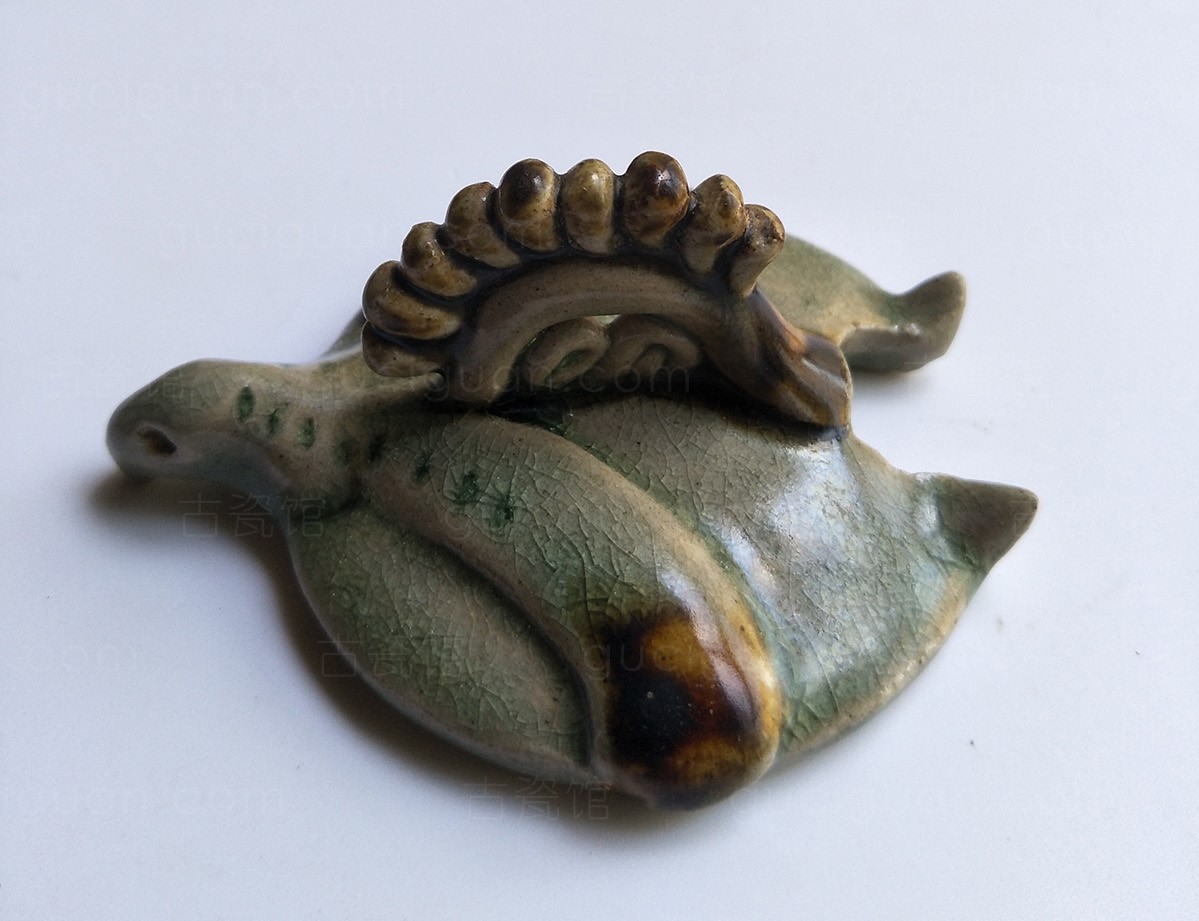 唐代 青釉凤首龙柄壶 盖 一级