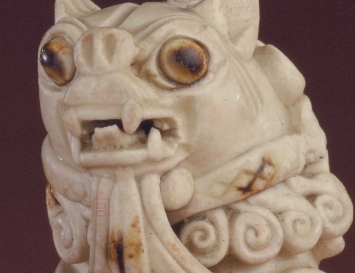  唐代 邢窑白釉点彩子母狮塑像 故宫 博物院藏 俨唐古瓷馆 古陶瓷标本馆 古陶瓷博物馆 四川博物馆 成都博物 ...