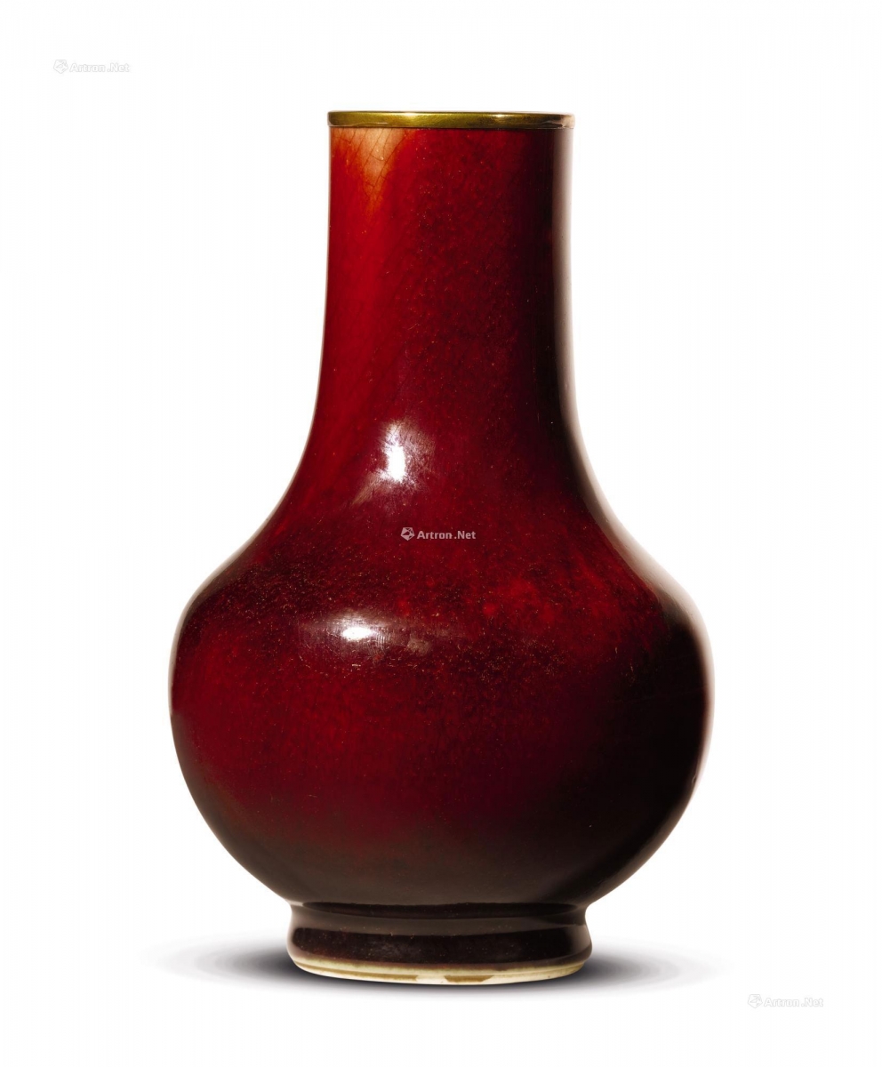 【苏富比】清康熙 郎窑红釉刻乾隆御题诗胆瓶（残） 344万