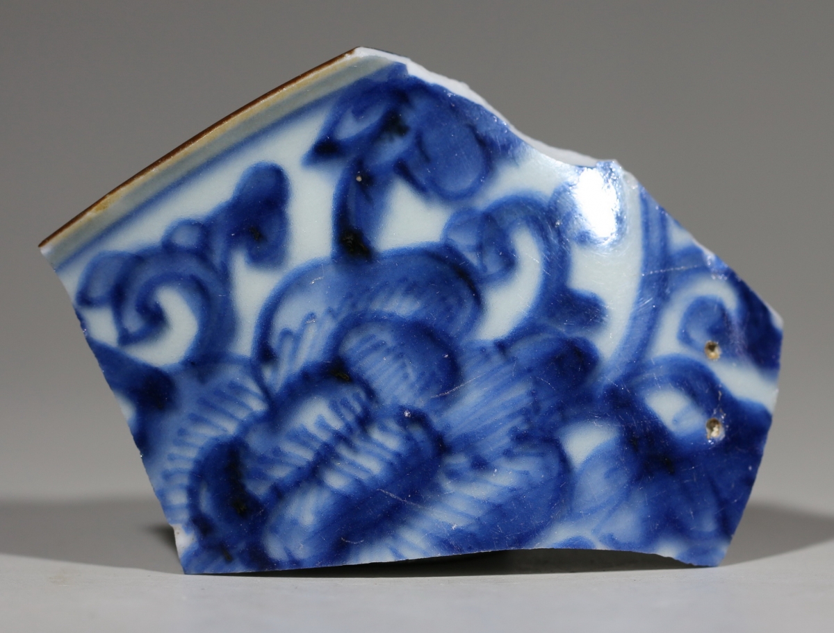 清·顺治 浙青 青花 酱釉口  NO.7940