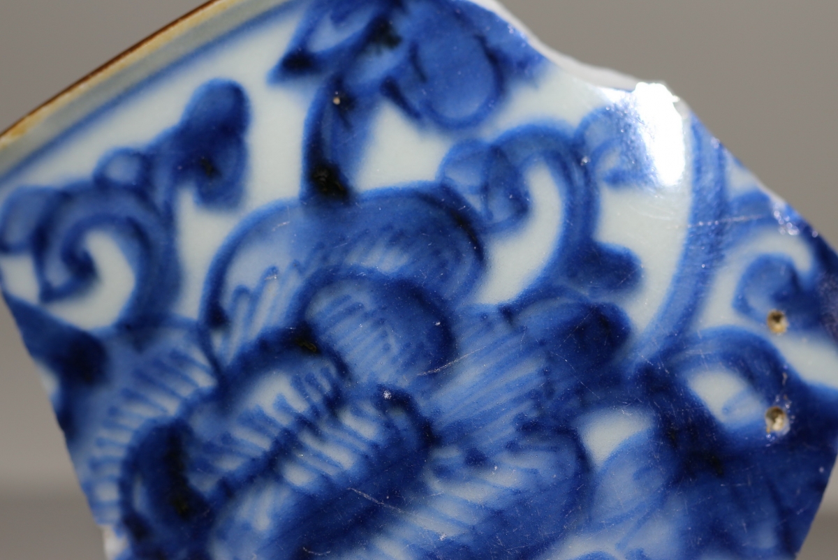 清·顺治 浙青 青花 酱釉口  NO.7940