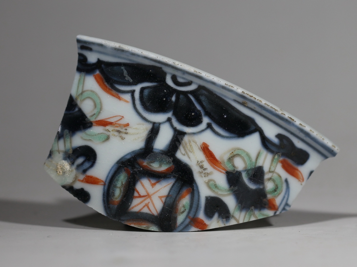 清·康熙 青花五彩 五谷丰登 方孔钱 NO.7978