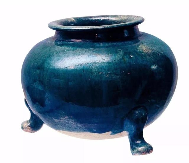 唐·蓝釉三足炉 唐恭陵出土
