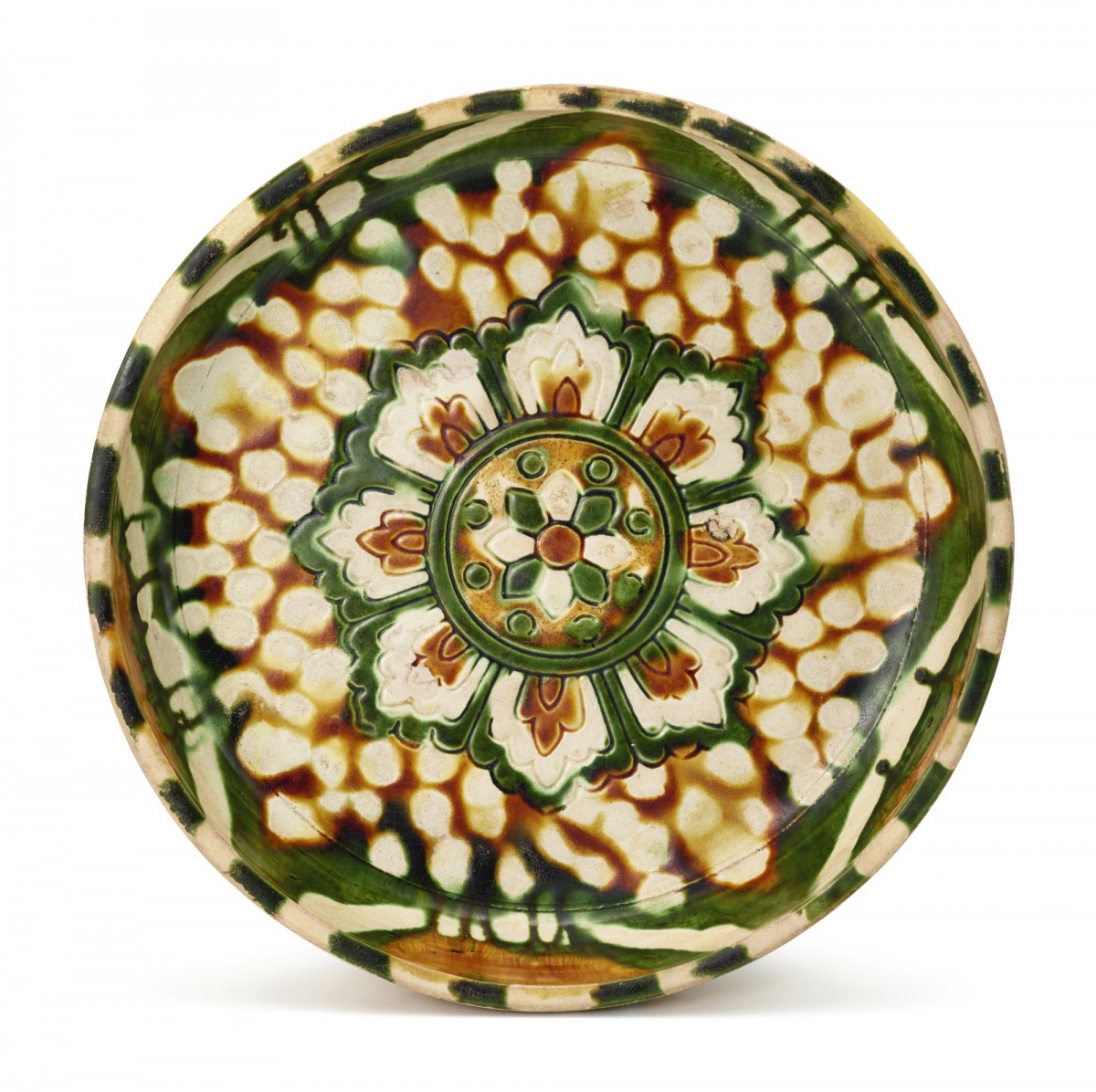 唐 三彩莲花纹盘 |香港蘇富比 100万