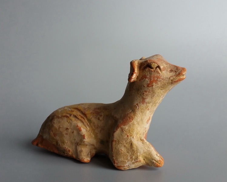 唐代黄釉陶狗\蜀陶 邛窑 陶俑 陶塑