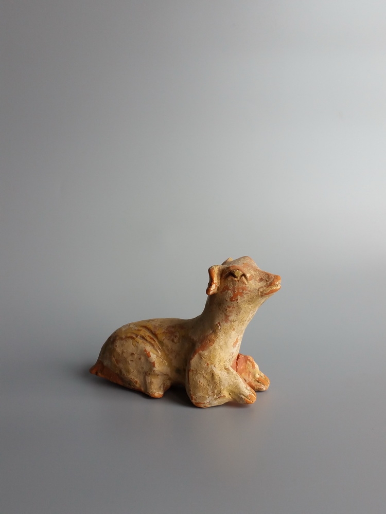 唐代黄釉陶狗\蜀陶 邛窑 陶俑 陶塑