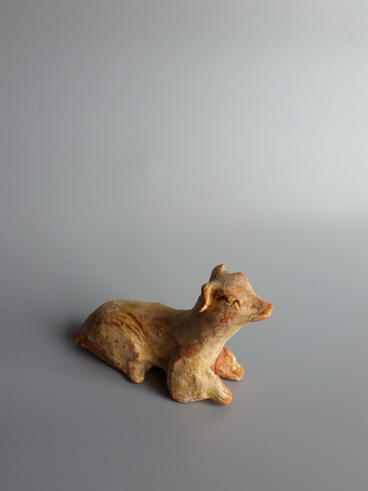 唐代黄釉陶狗\蜀陶 邛窑 陶俑 陶塑