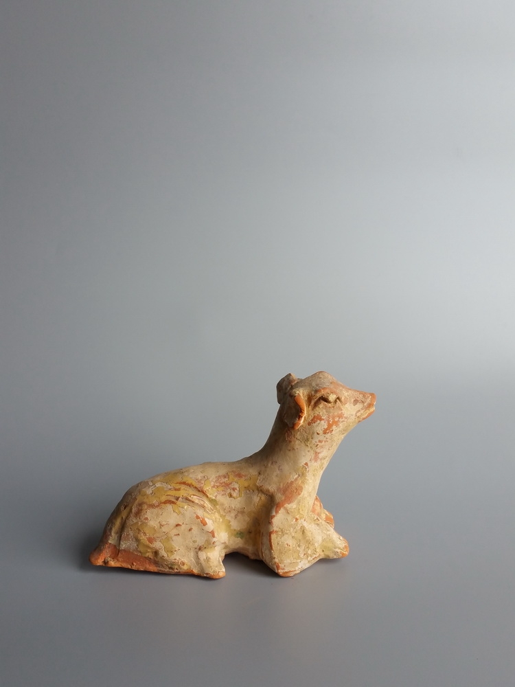 唐代黄釉陶狗\蜀陶 邛窑 陶俑 陶塑