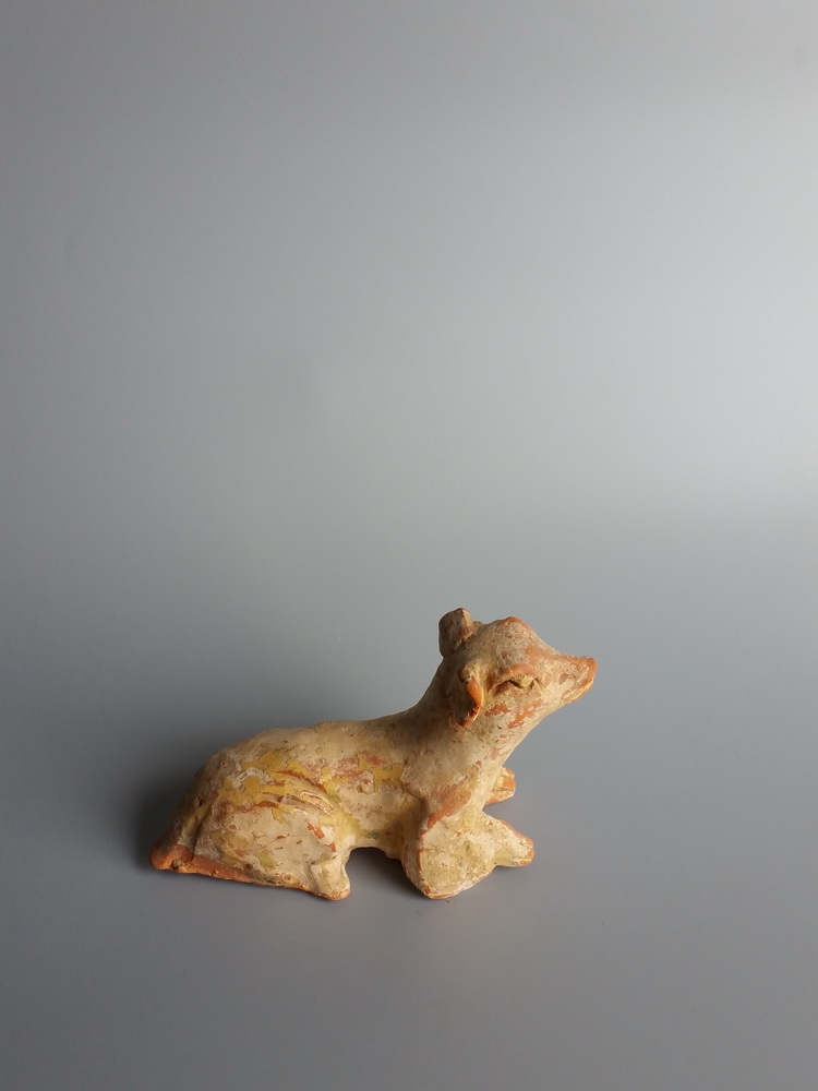 唐代黄釉陶狗\蜀陶 邛窑 陶俑 陶塑