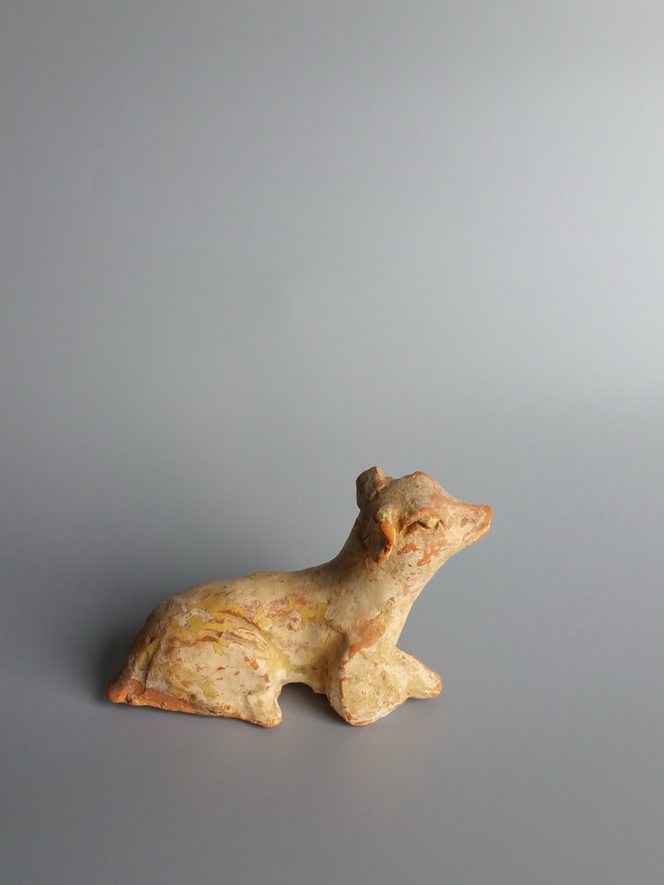 唐代黄釉陶狗\蜀陶 邛窑 陶俑 陶塑