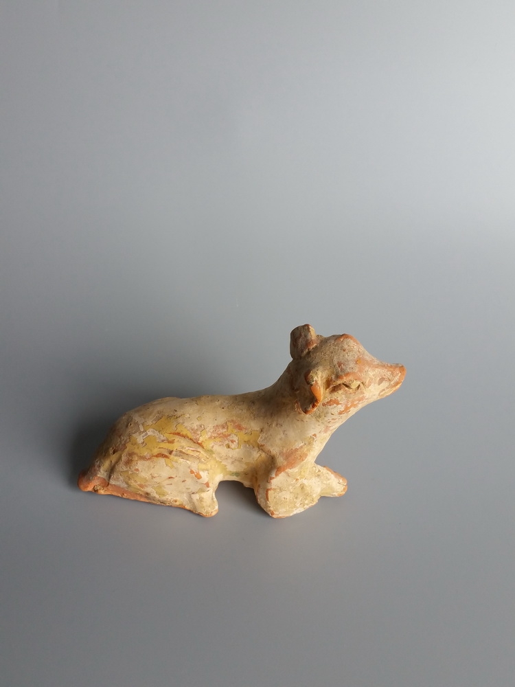 唐代黄釉陶狗\蜀陶 邛窑 陶俑 陶塑