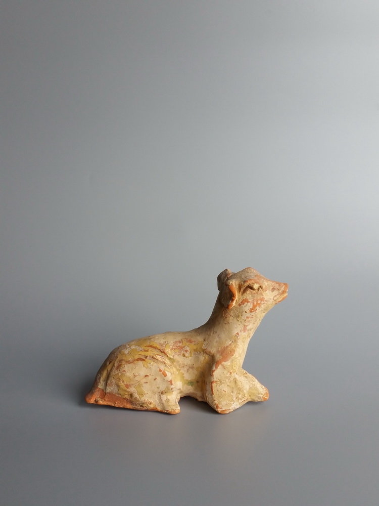 唐代黄釉陶狗\蜀陶 邛窑 陶俑 陶塑