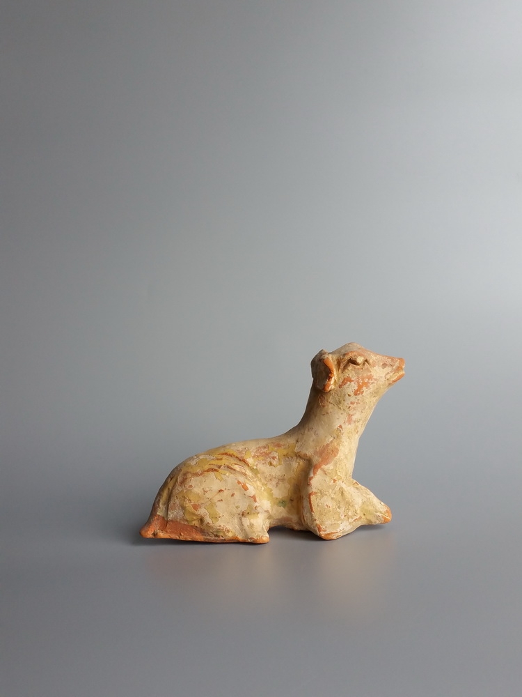 唐代黄釉陶狗\蜀陶 邛窑 陶俑 陶塑