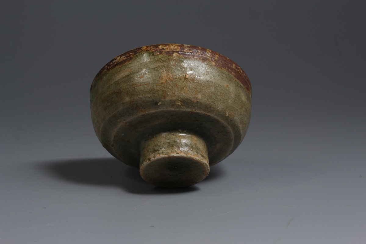 晋 唐 青瓷 高足杯 盖 NO.7355