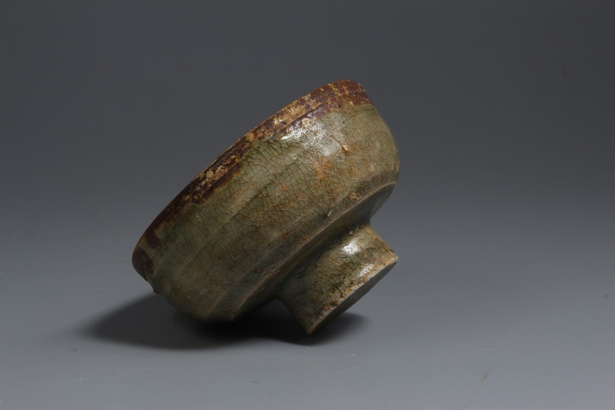 晋 唐 青瓷 高足杯 盖 NO.7355