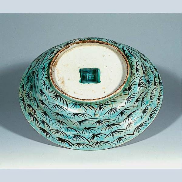 色絵老樹白雲図平鉢　古九谷  17世紀/江戸