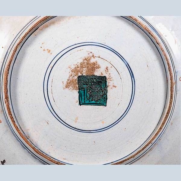 色絵壺割花鳥図平鉢　古九谷 福字底款  17世紀/江戸