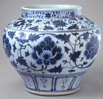 景德镇窑青花缠枝牡丹纹罐B1|北京故宫