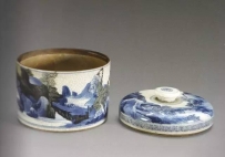 清康熙浆胎青花山水纹盖缸|故宫博物院藏