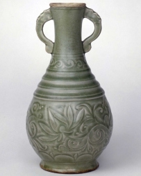 宋代 耀州窑青釉刻花莲花纹双耳瓶 |故宫