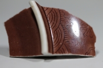 【御瓷】清·雍正 （乾隆？） 茄皮紫釉 暗刻龙纹瓷碗 NO.7631