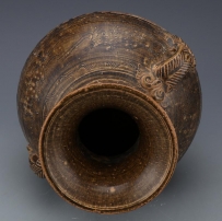 【仿古】 胎釉之间 老化过度自然-战国越窑青釉双系刻花瓶