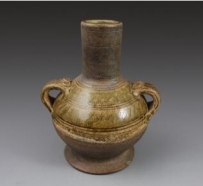 战国原始青瓷海水纹贴S纹双系投壶