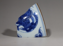 清·顺治 浙青 狮子纹 酱釉口 NO.7986