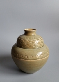 唐-五代越窑青瓷刻花双层罐 - 孤品 珍品