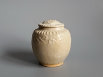 宋代 湖田窑 白瓷 印花 盖罐 茶入 茶叶罐 NO.6759