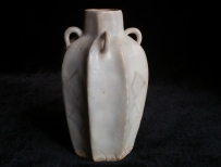 宋代 定窑系 白釉 画花 出棱瓶 瓜棱瓶  NO.7353