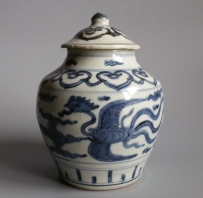 明代嘉靖年青花凤纹盖罐  NO.6624［待鉴］