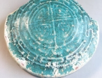 宋代 孔雀绿釉 寿纹 盖 结晶 7120