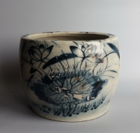 民国 青花 画缸 荷塘 荷叶 荷花 NO.8030