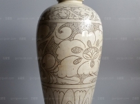 磁州窑 珍珠地 刻花 花卉 梅瓶 酒瓶 ？？ NO.7378