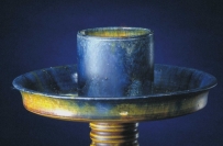 唐代 三彩烛台 挂蓝彩 蓝釉  故宫 博物院藏